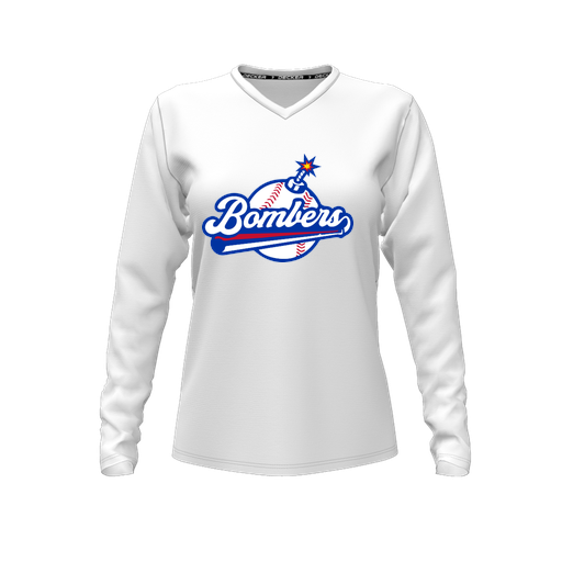[CUS-DFW-TEES-CMF-VNK-LSL-WHT-FYXS-LOGO2] Comfort T-Shirt (Female Youth XS, White, V Neck, Logo 2, Long Sleeve)