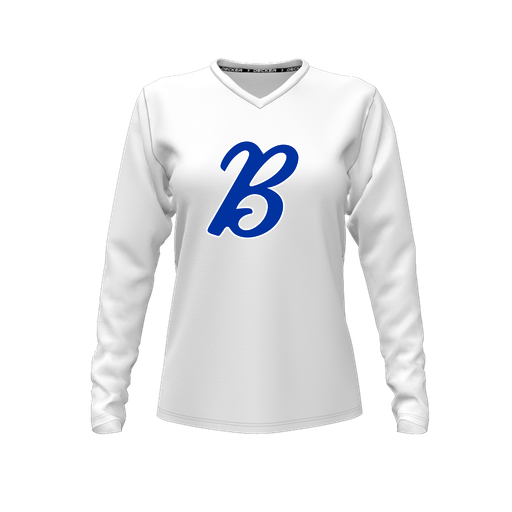 [CUS-DFW-TEES-CMF-VNK-LSL-WHT-FYXS-LOGO3] Comfort T-Shirt (Female Youth XS, White, V Neck, Logo 3, Long Sleeve)