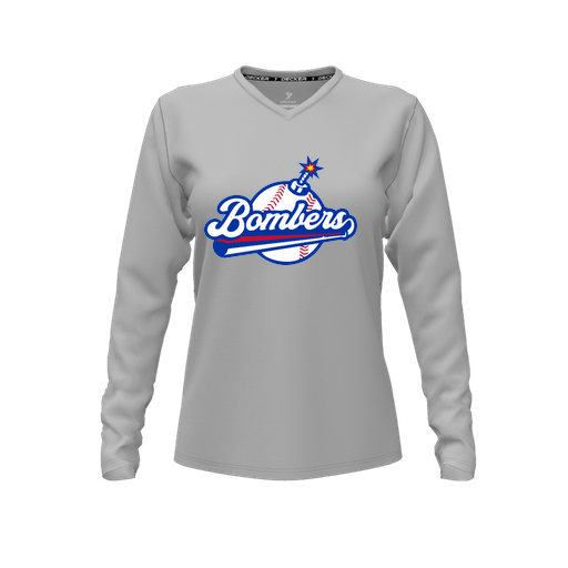 [CUS-DFW-TEES-PER-VNK-LSL-GRY-FYXS-LOGO2] Performance T-Shirt (Female Youth XS, Gray, V Neck, Logo 2, Long Sleeve)