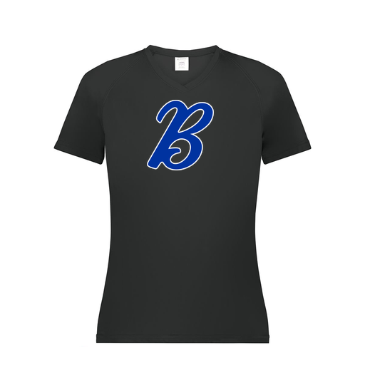 [2792.080.XS-LOGO3] Ladies Smooth Sport V-Neck T-Shirt (Female Adult XS, Black, Logo 3)