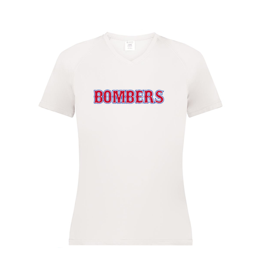 [2792.005.XS-LOGO1] Ladies Smooth Sport V-Neck T-Shirt (Female Adult XS, White, Logo 1)