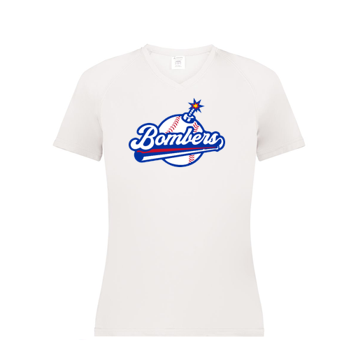 [2792.005.XS-LOGO2] Ladies Smooth Sport V-Neck T-Shirt (Female Adult XS, White, Logo 2)