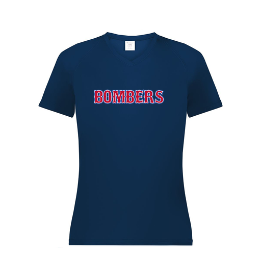 [2792.065.XS-LOGO1] Ladies Smooth Sport V-Neck T-Shirt (Female Adult XS, Navy, Logo 1)