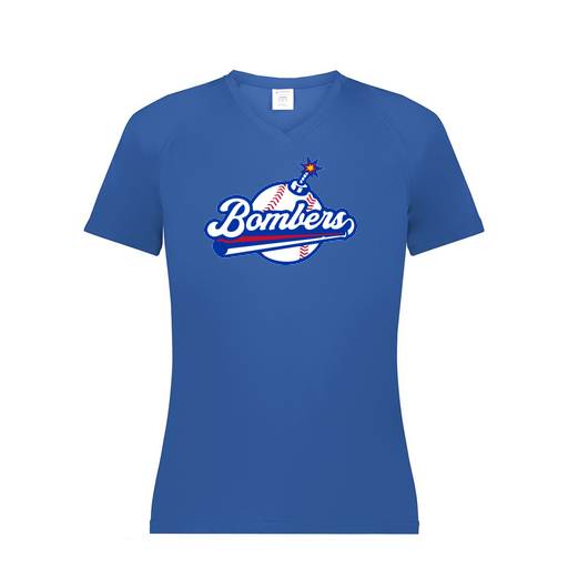 [2792.060.XS-LOGO2] Ladies Smooth Sport V-Neck T-Shirt (Female Adult XS, Royal, Logo 2)