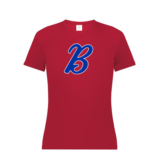 [2792.083.XS-LOGO3] Ladies Smooth Sport V-Neck T-Shirt (Female Adult XS, Red, Logo 3)