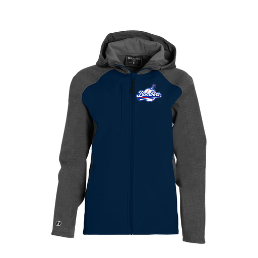 [229357.H03.XS-LOGO2] Soft Shell Full Zip Jacket - Womens (Female Adult XS, Navy, Logo 2)