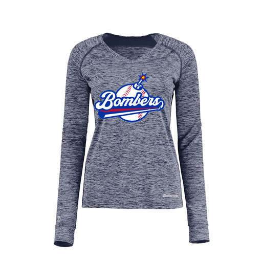 [222770.U22.XS-LOGO2] Ladies Electric Long Sleeve Shirt (Female Adult XS, Navy, Logo 2)