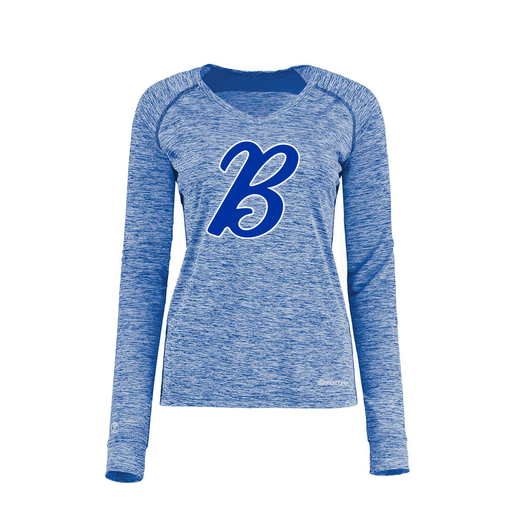 [222770.U55.XS-LOGO3] Ladies Electric Long Sleeve Shirt (Female Adult XS, Royal, Logo 3)