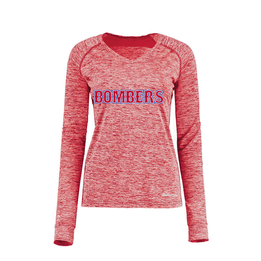 [222770.T20.XS-LOGO1] Ladies Electric Long Sleeve Shirt (Female Adult XS, Red, Logo 1)