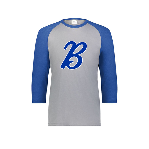 [6879.28V.S-LOGO3] Men's Vintage 3/4 Sleeve T-Shirt (Adult S, Royal, Logo 3)