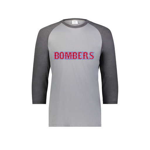 [6879.30V.S-LOGO1] Men's Vintage 3/4 Sleeve T-Shirt (Adult S, Gray, Logo 1)