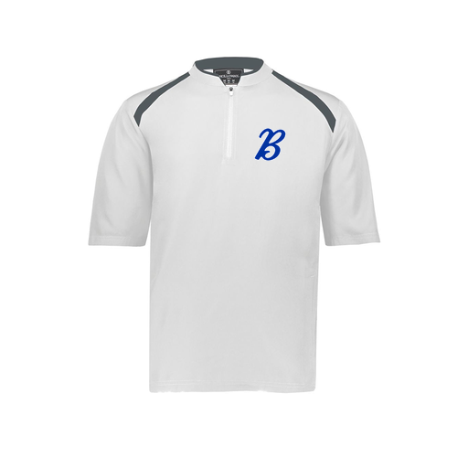[229681-YS-WHT-LOGO3] Youth Dugout Short Sleeve Pullover (Youth S, White, Logo 3)