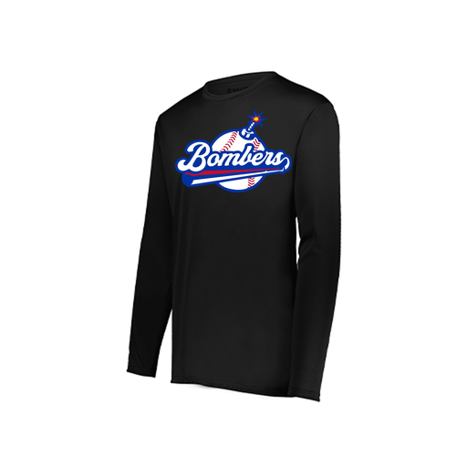 [222823.080.S-LOGO2] Youth LS Smooth Sport Shirt (Youth S, Black, Logo 2)