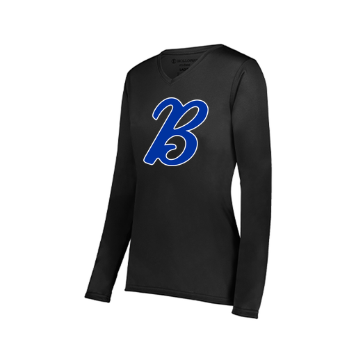 [222824.080.S-LOGO3] Ladies LS Smooth Sport Shirt (Female Adult S, Black, Logo 3)