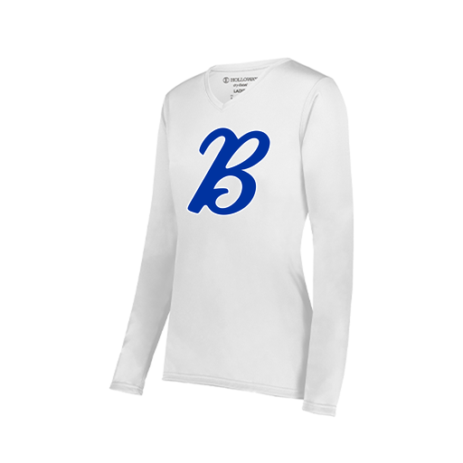 [222824.005.S-LOGO3] Ladies LS Smooth Sport Shirt (Female Adult S, White, Logo 3)