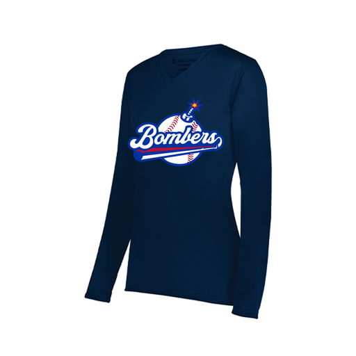 [222824.065.S-LOGO2] Ladies LS Smooth Sport Shirt (Female Adult S, Navy, Logo 2)